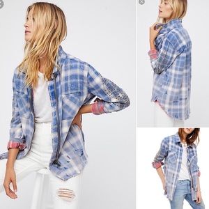 Free People deconstructed  plaid shirt jacket